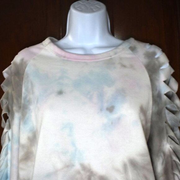 Blue Buttercup Pastel Tie Dye Cut Sleeve Sweatshirt Size Small Cozy - Picture 5 of 15
